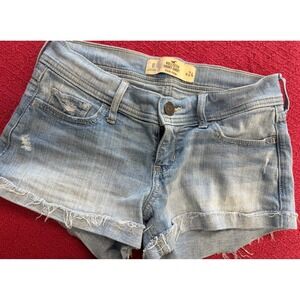 Hollister Low Rise Denim Shorts Women's 0 W24 Distressed Cutoff Y2K